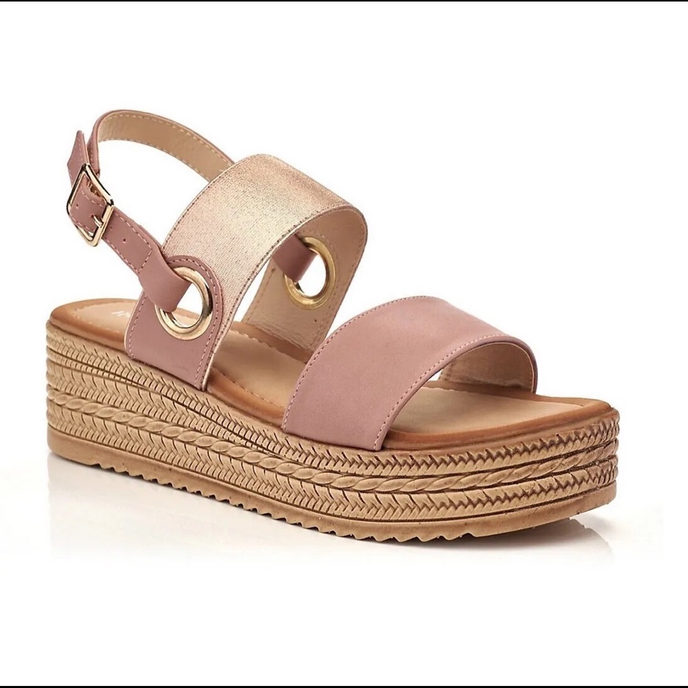 Henry Ferrera Monica Wedge Sandals Gol Pink